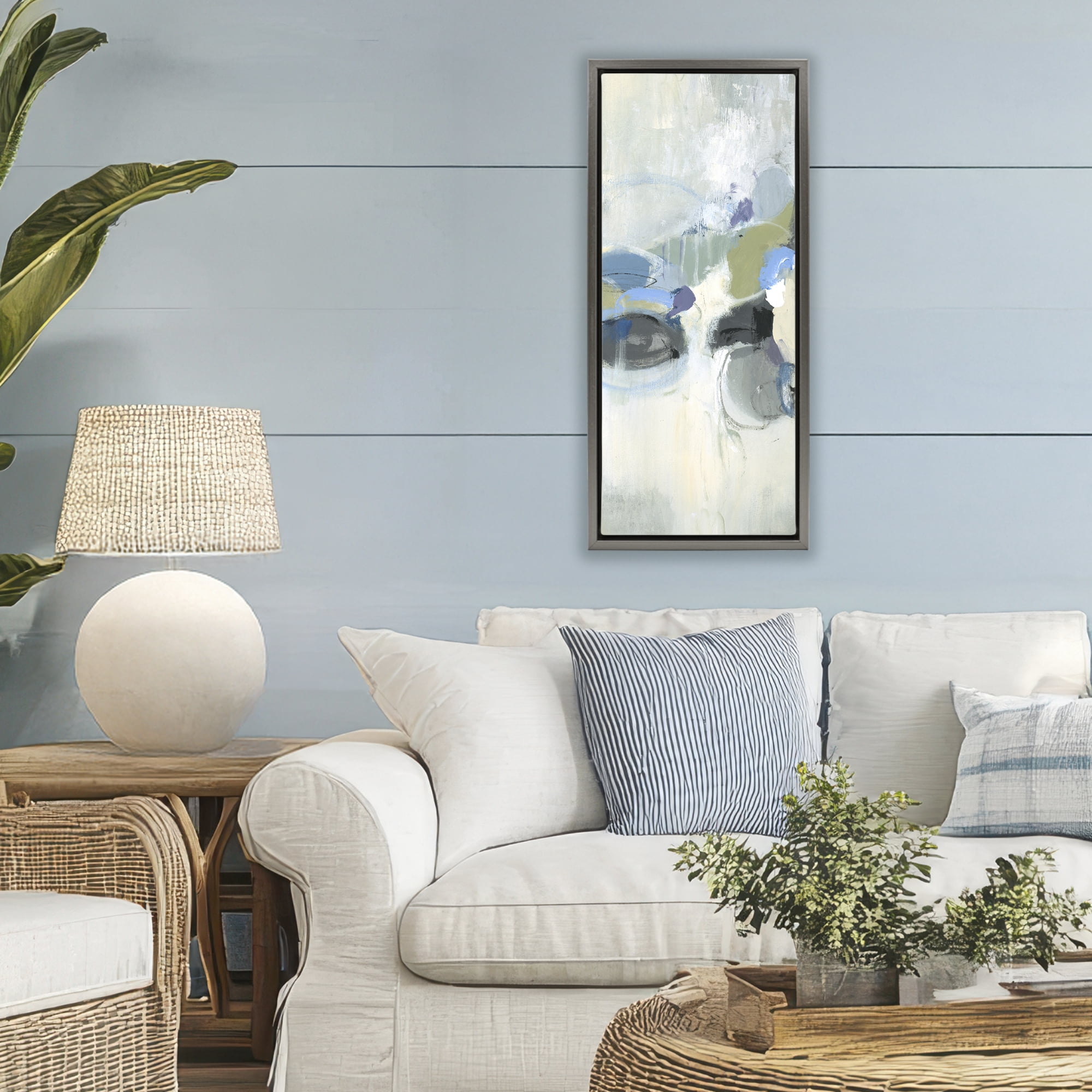 Stupell Industries Muted Circular Dapples Gray Framed Floater Canvas Wall Art, design by Lisa Ridgers