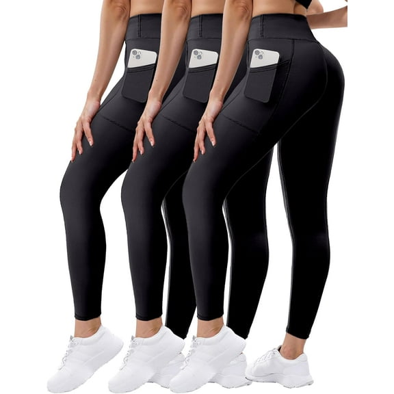 ZENFLEX 3 Pack Leggings with Pockets for Women,High Waisted Tummy Control Soft Yoga Pants for Workout,Active,Running,Lounge