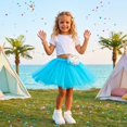 thumbnail image 4 of Girls Dance Skirt Fluffy Tulle Tutu, 3 Layers Elastic Waist Princess Ballet Skirt, Toddler Kids Dress Up Costumes, 4 of 7