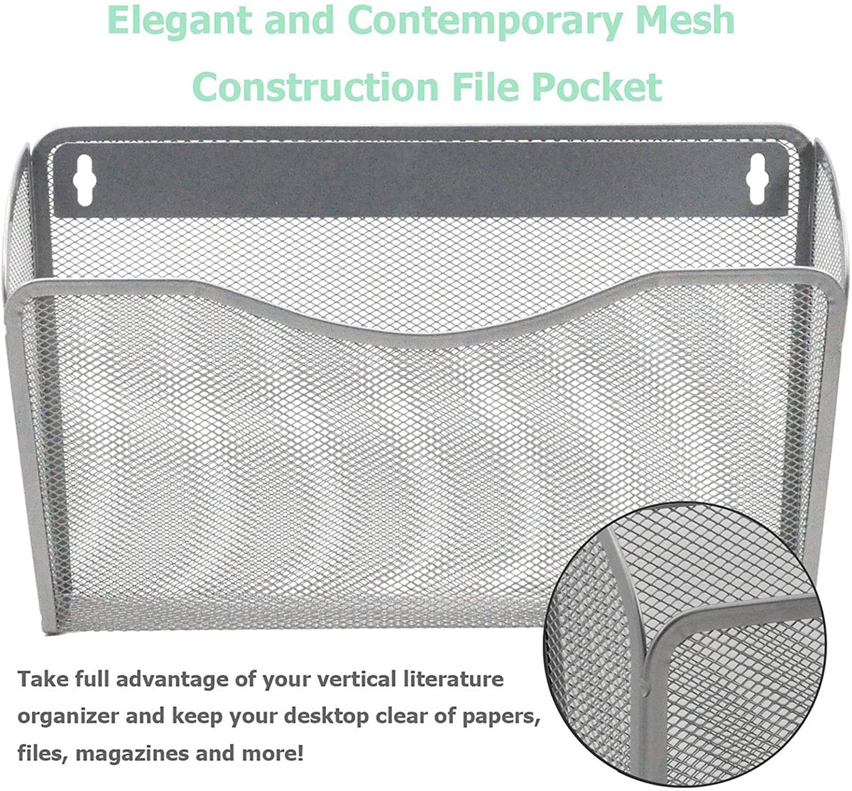 Paper Storage Letter Shelf,Hanging File Organiser,Mesh Storage Magazine Holder,Wall Mounted Magazine File Rack,Office Wall Shelves for School Paper, Document, Mails, Newspapers, Letter, Office