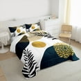 thumbnail image 3 of Homewish Geometric Circular Lines Queen Comforter Set,Gold Dahlia Bedding Sets,Rustic Leaf Bedding Comforter Set For Men Women,Ultra Soft Home Decor Reversible,3 Pieces, 3 of 8