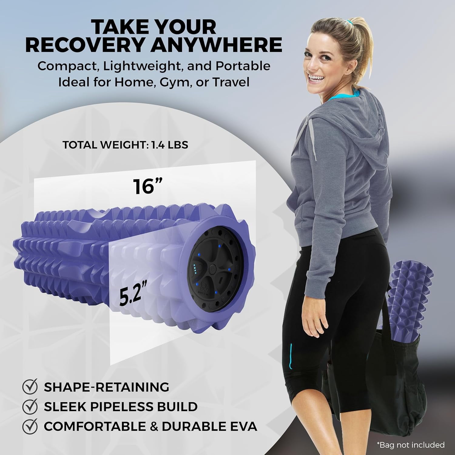 Nordic Lifting Vibrating Foam Roller – 5-Speed Deep Tissue Back Roller for Muscle Massage & Recovery Blue