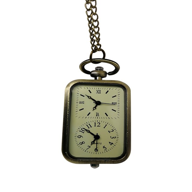 1PC Double Movement Retro Hanging Pocket Watch Vintage Watch Pendant Chain Necklace