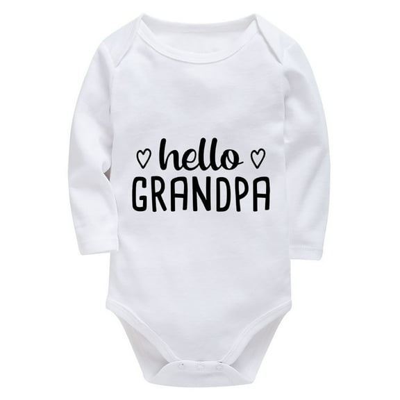 Hello Grandpa Newborn Baby Boy Clothes Long Sleeve Girl Newborn Outfit White Neutral Onsies0-3 Months