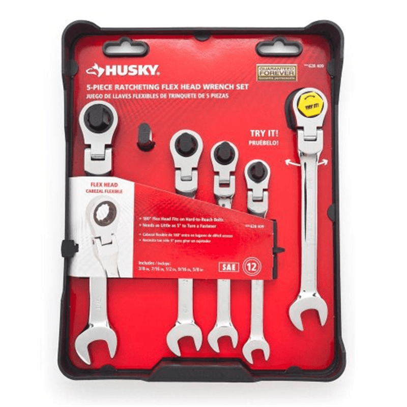 Husky 5piece Ratcheting Flex Head Metric Wrench Set