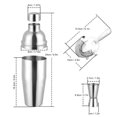 thumbnail image 2 of Ensemble de Cocktail à la Mode 750ml en Acier Inoxydable Barware Outil Kit avec Passoire Mesure Tasse Shaker pour Barman BarSilver, 2 of 6