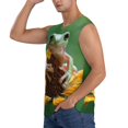 thumbnail image 3 of Haiem Men's Tree Frog Sitting On Sunflowes Print Tank Tops Summer Sleeveless Cut Off Workout T-Shirts Fitness Vest Athletic Undershirts-3X-Large, 3 of 8