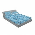 thumbnail image 3 of Ambesonne Floral Fitted Sheet & Pillow Sham Set, Shabby Plant Petals, Twinxl, Dark Blue White, 3 of 3