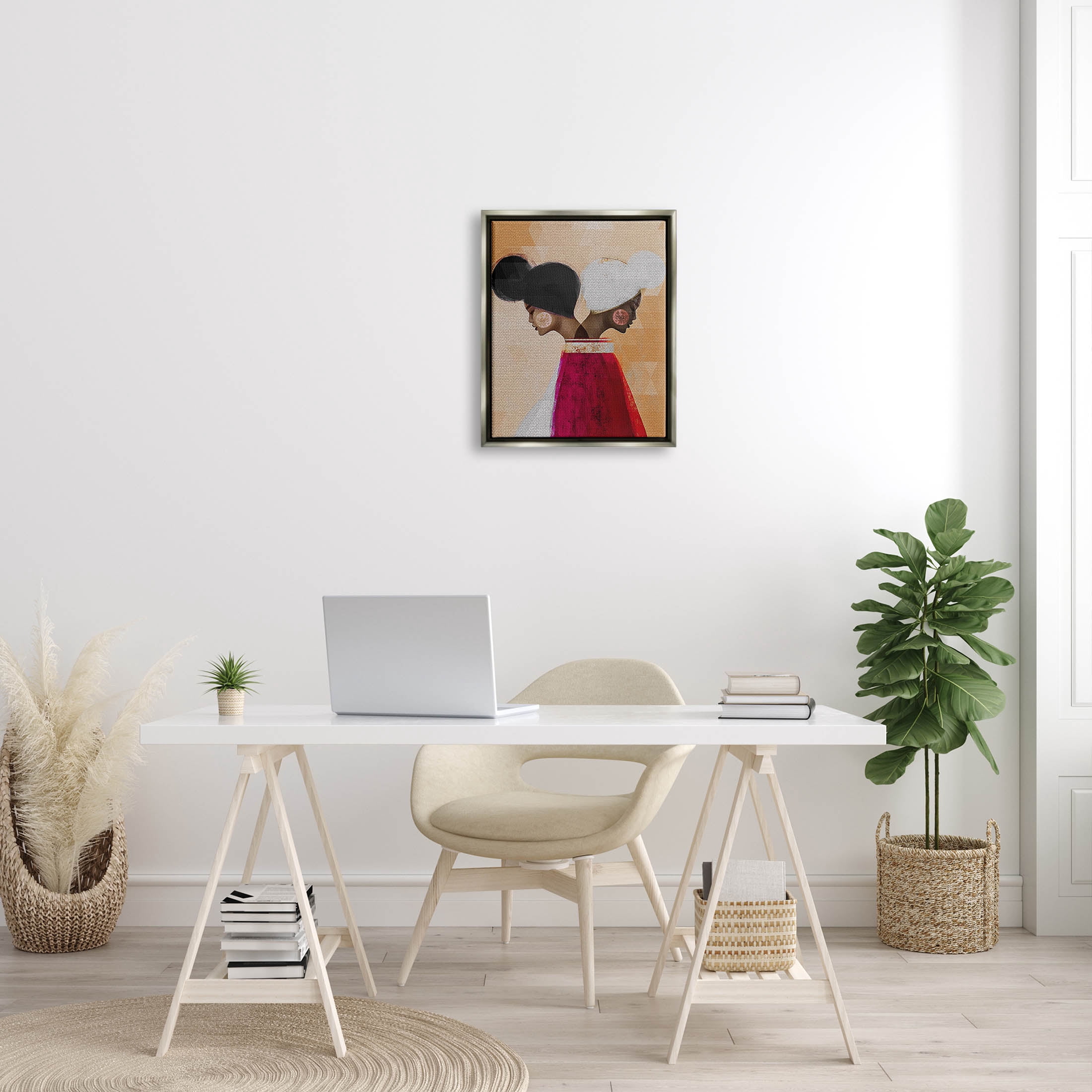 Modern Twin Girl Collage Abstract Graphic Art Luster Gray Framed Art Print Wall Art