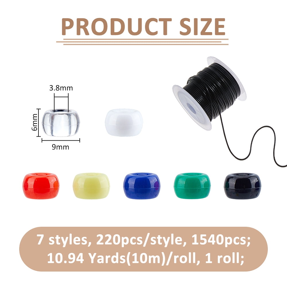 1540Pcs 9mm Beads Bracelet Making Kit Round Beads DIY Crafts for Jewelry Making Charms Bracelet Kit DIY Arts and Crafts Birthday Gifts Preppy