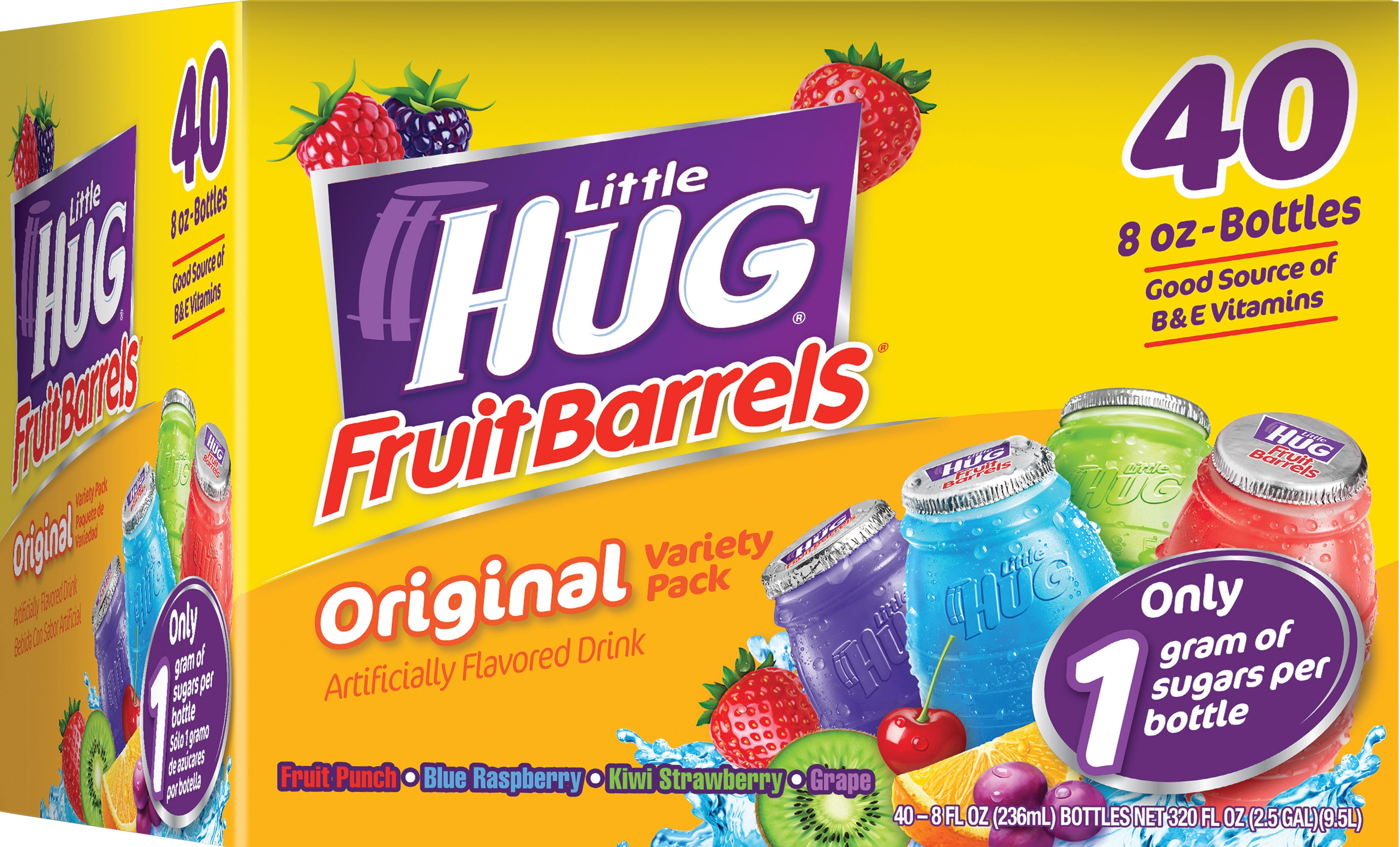 Little HUG Fruit Barrels, Original, Kids Drinks Variety Pack, 40 Count