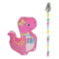 thumbnail image 1 of 1 Ensemble Pinata en Forme de Dinosaure avec Bâton à Pompon, Pinata Rempli de Bonbons, Accessoire de Fête, 1 of 8