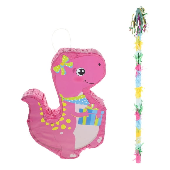 1 Ensemble de Piñata en Forme de Dinosaure de Dessin Animé avec Bâton à Pompon Piñata Rempli de Bonbons Accessoire de Fête