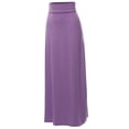 thumbnail image 2 of A2Y Women's Basic Foldable High Waist Floor Length Maxi Skirts Lilac Grey 1XL, 2 of 5