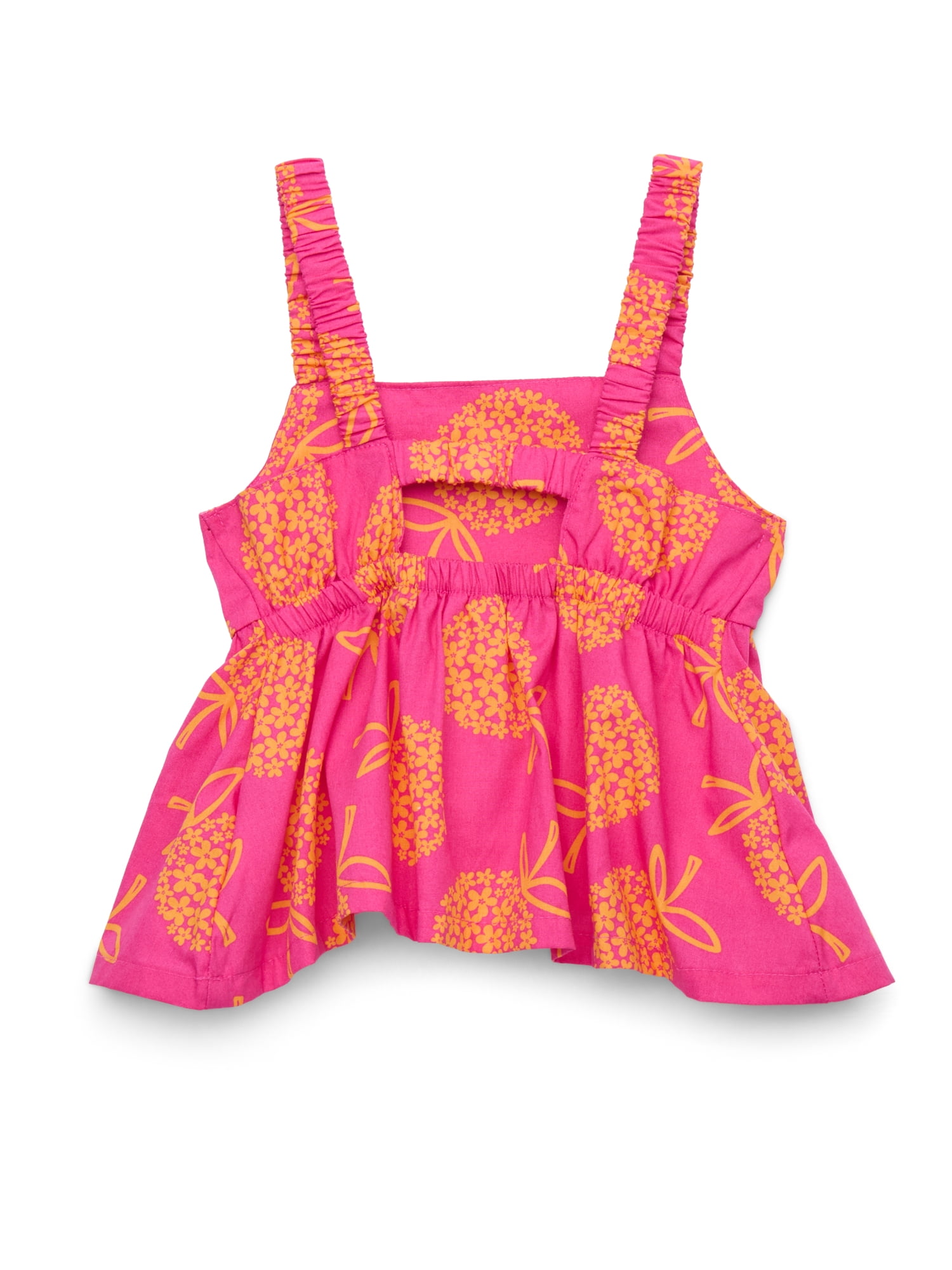 Wonder Nation Toddler Girls Cotton Poplin Print Peplum Top and Short Set, 2-Piece, Sizes 12M-5T
