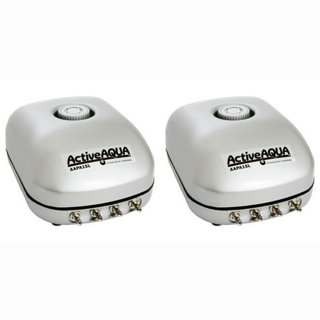 2 Pack Aquarium Air Pump - Active Aqua Quiet Adjustable Air Flow Pump Hydroponics Aquarium (2 Pack)