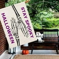 thumbnail image 2 of Halloween Skull House Flag 28x40 Inch Double Sided Skeleton Hand Stay Hungry Wicked Scary October 31 Halloween for Outside Decorations White Halloween Holiday Seasonal Greetings Outdoor Flags, 2 of 6