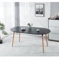 thumbnail image 3 of Extendable Dining Table,100/140/180x100x75cm, wood leg, black MDF table, 3 of 11