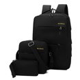 thumbnail image 1 of 3-Piece Travel Bag Set (Backpack, Sling Bag, Handbag) - Black Oxford Material, Wear-Resistant, Large Capacity with Multiple Pockets, Adjustable Straps, USB Charging Port, Ergonomic Design for Outdoor, 1 of 6