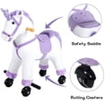 thumbnail image 6 of Kinbor Kids Ride on Rocking Plush Toy Walking Horse W/ Wheels & Neigh Sound, White, 6 of 8