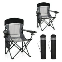 Sophia & William 2 Pack Oversized Camping Chair Portable Mesh Folding Chair with Cup Holder Supports up to 450Lbs for Outdoor, Fishing, Beach, Backyard， Black