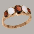 thumbnail image 2 of LBG British Made Solid 9k Rose Gold Natural Garnet & Opal Womens Band Ring - 33 size options - Size 12, 2 of 6