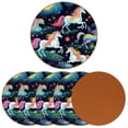 thumbnail image 2 of Unicorn 6PCS Round Coasters Microfiber Leather 11x11 cm/4.3x4.3 in - Set of 6 Drink Coasters for Home and Bar Use - & Easy to Clean Beverage Coasters Pack, 2 of 6