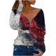 thumbnail image 2 of Ichuanyi liquidación de la cremallera impresa para mujeres con cuello en V camiseta de manga larga con cuello en V de manga larga para mujeres ICHUANYI WER202308240562, 2 of 6