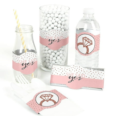 Pink And Gold Bachelorette Bride Squad - DIY Party Supplies - Rose Gold Bridal Shower or Bachelorette Party DIY Wrapper Favors and Decorations - Set of 15 ()