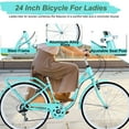 thumbnail image 5 of 24inch Womens Bike with Backseat/ V Brakes, 7 Speed Bicycle for Ladies Teen, Commuter Bike, Cruiser Bike, Suit for Rider 4'8"-5'6", Cyan, 5 of 6