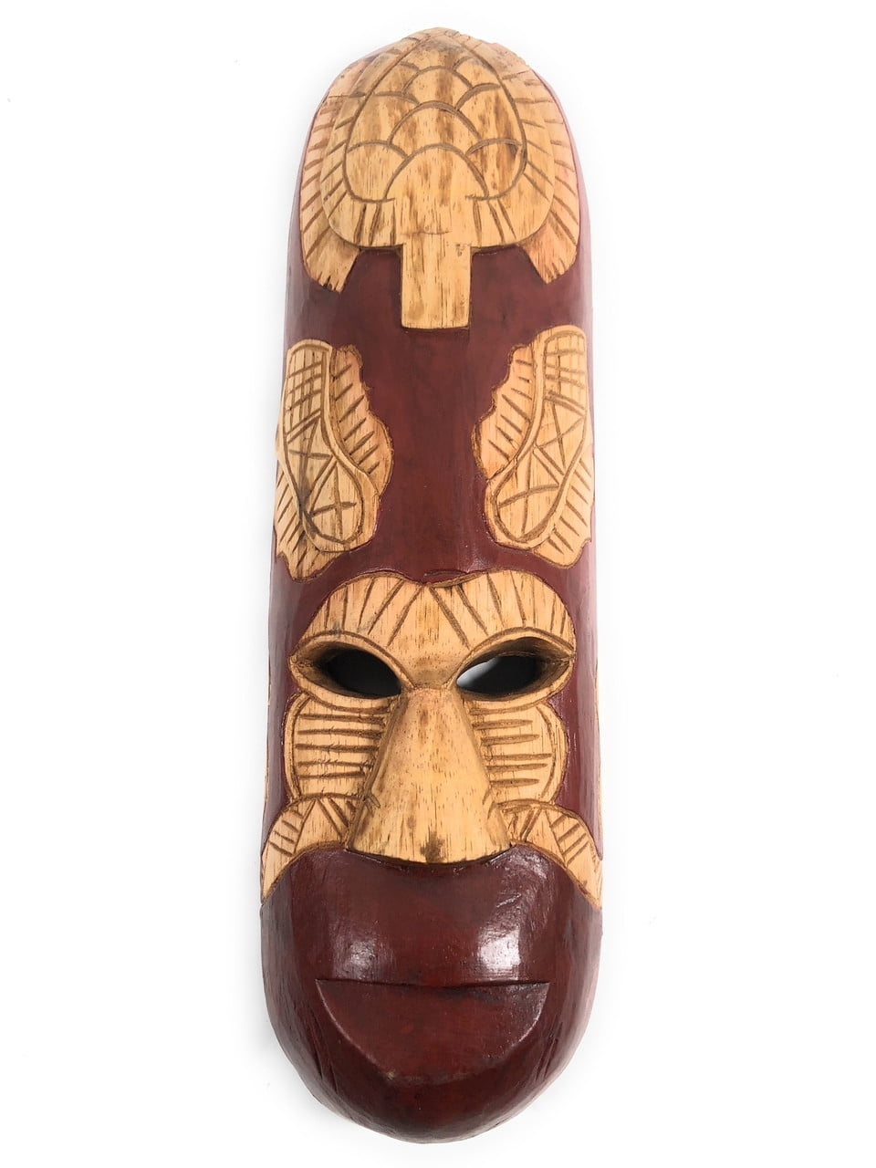 Fijian Tiki Mask 20" w/ Carved Turtle & Ceremonial Knife mdr1900550