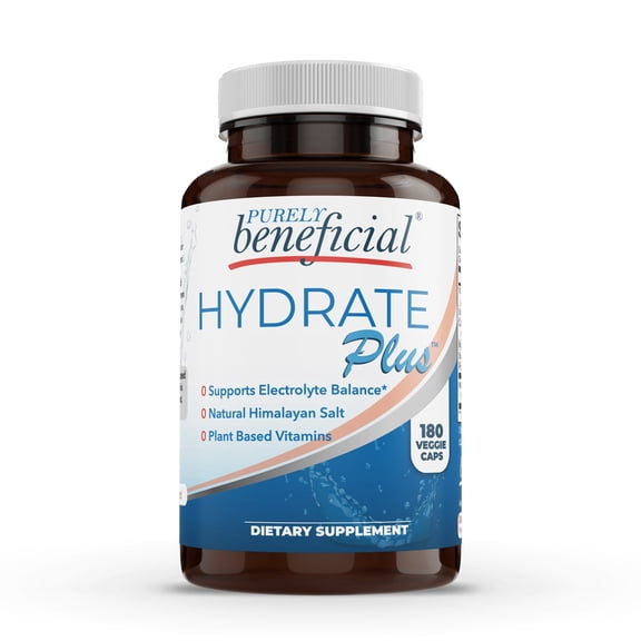 Purely Beneficial Hydrate Plus - Electrolyte Capsules W/Himalayan Salt for Ketogenic-Low Carb- Energy; Vegan 180 Caps