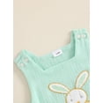 thumbnail image 6 of Suealasg Baby Boys Girls Easter Clothes 3M 6M 12M 18M Sleeveless Square Neck Rabbit Embroidery Overalls Romper Newborn Spring Clothes, 6 of 7