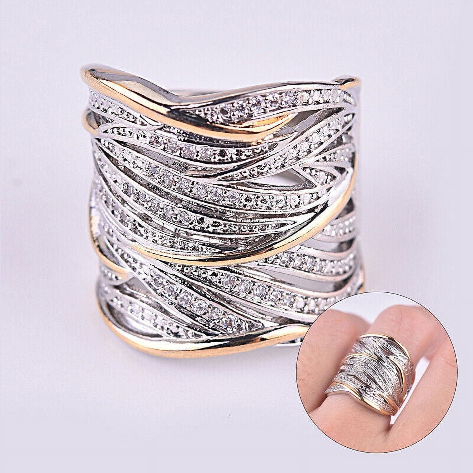 Anillos de plata 925 de dos tonos a la moda para mujer anillo de boda con zafiro blanco talla 6 10 9 Walmart en linea