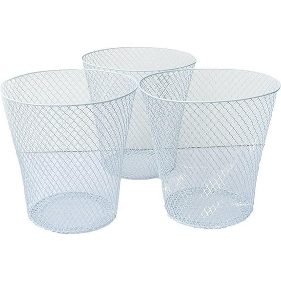 White Wire Mesh Waste Basket No Lid (3 Pack), Set of 3 Wastebasket