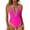 Hot Pink, variant on Staron Women One Piece Swimsuit Deep V Neck Back Tie Neon Cute Bathing Suit with Removable Bra Pads Casual Beach Vacation Swimwear, Orange S