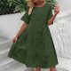 thumbnail image 1 of Vestido Informal de Encaje Calado Para Mujer, Cuello En V, Manga Corta, Fluido, Midi, Para Uso Diario, Primavera y Verano, 1 of 3