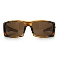 thumbnail image 3 of Classic Winged Skull 90s Wrap Around Sport Biker Plastic Rectangular Sunglasses Brown Stripe - Brown, 3 of 8