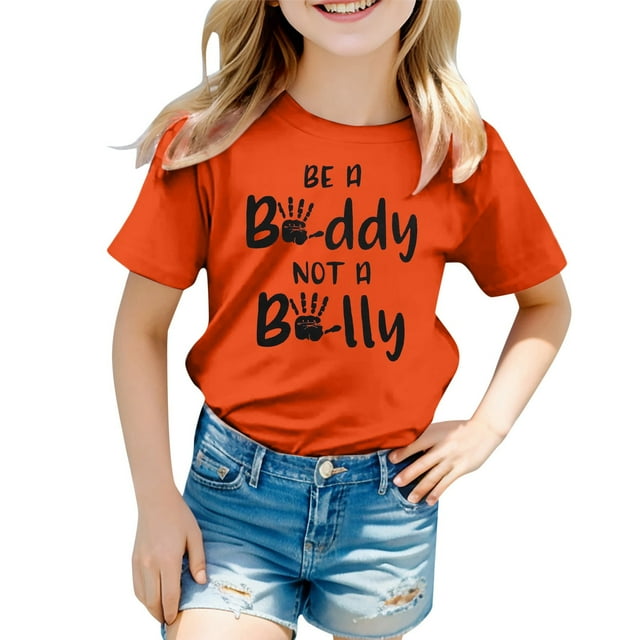 MEZZALL T-Shirt Mode Décontracté Respirant Imprimé pour Filles, Orange, 2-3 Ans