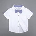 thumbnail image 5 of LYMAYTER Infant Kids Boys Gentleman Outfit 2PCS Toddler Dress Shirt with Bowtie + Suspender Shorts for Set 9 Months-4 Years, 5 of 9