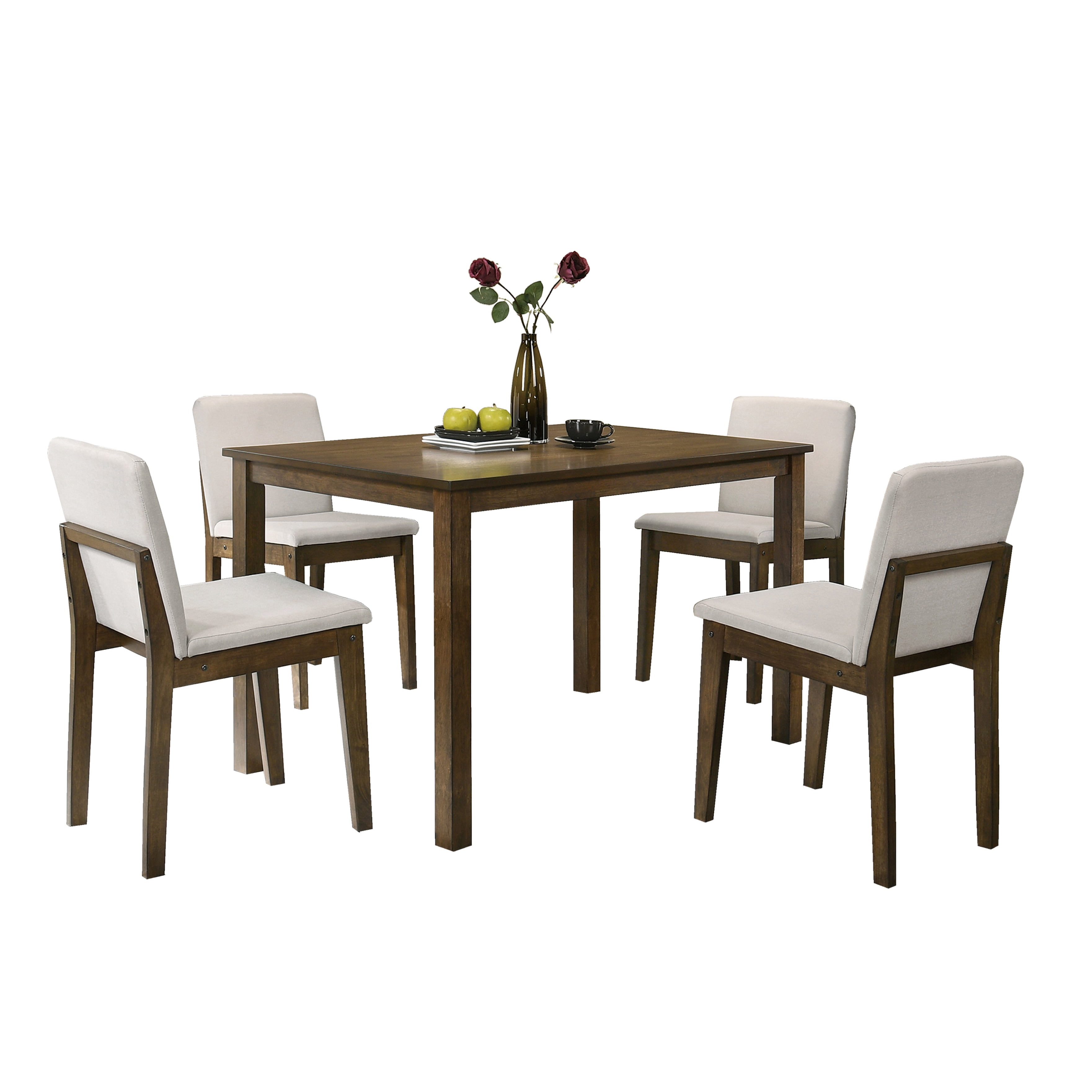 Aukfa Dining Table Set for 4, Kitchen Table & Chairs for Small Space Apartment, Brown