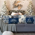 thumbnail image 5 of Christmas Pillow Covers 16x16 Blue Christmas Decorations Snowflake Throw Pillow Covers Merry Christmas Winter Holiday Decor Xmas Cushion Case for Sofa Couch Set of 4, 5 of 6
