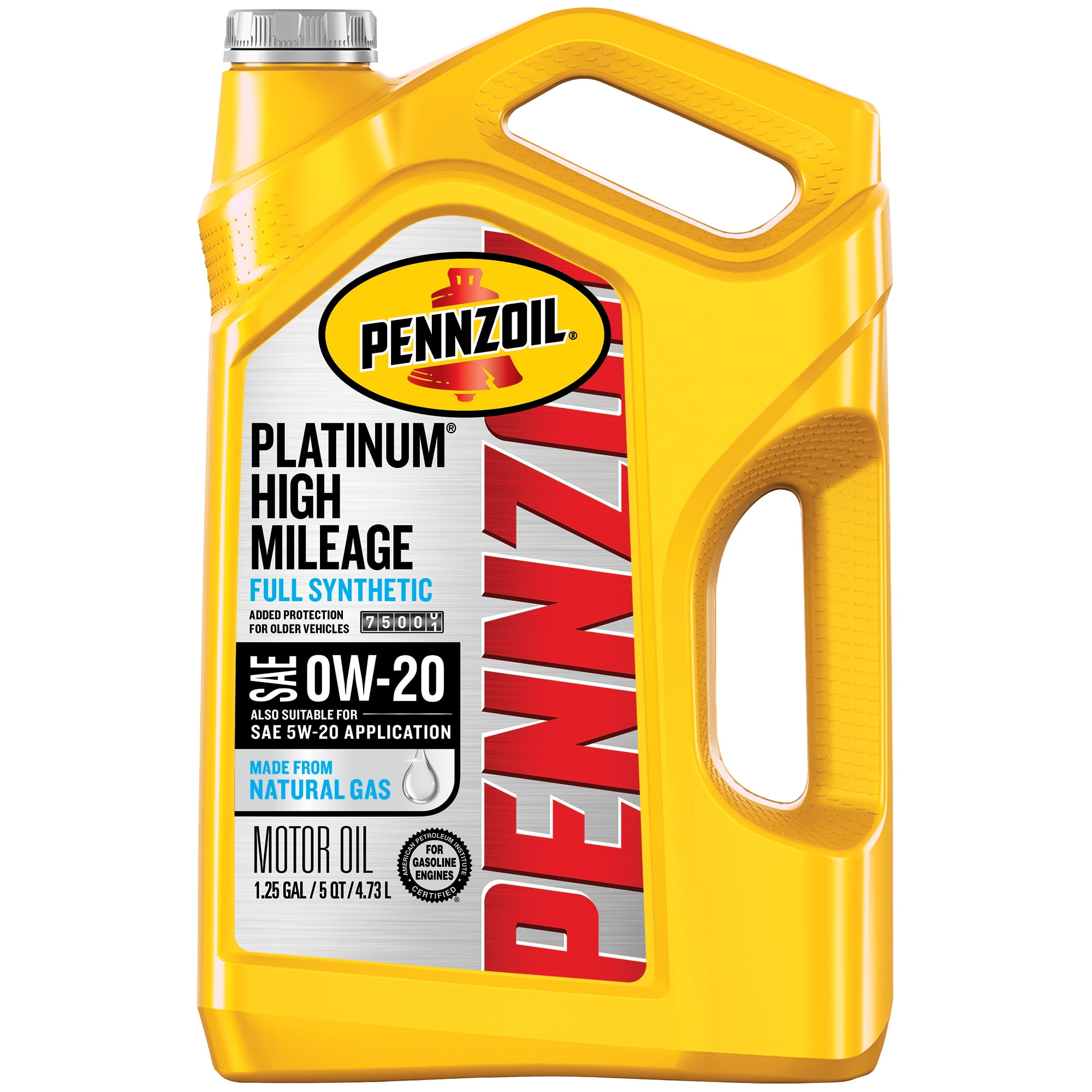Pennzoil platinum high mileage 0w 20 full synthetic motor oil 5 quart