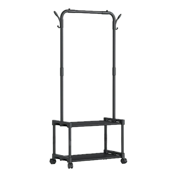 Chanana Foldable Floor Coat Rack with Shoe Shelf, Multi-Functional Entryway Organizer, Black