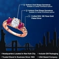 thumbnail image 2 of Gem Stone King 18K Rose Gold Plated Silver White Moissanite and Red Created Ruby Filigree Style 3 Stone Ring for Women (2.50 Cttw, Oval 8X6MM and 6X4MM) (Size 5), 2 of 6