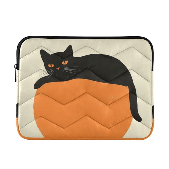 FORMRS 13"-13.3" Laptop Sleeve Protective Case Soft Carrying Quilted Computer Bag Cover, Black Cat Orange Ball