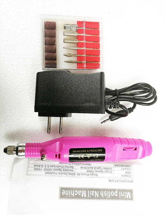 INTBUYING Electric Nail File Drill Manicure Tool Pedicure Portable Finger Toe Acrylic Nail Care Polish Buffer Set with Multi Sanding Bits for Salon Pink