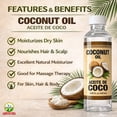 thumbnail image 3 of Coconut Oil for Skin & Hair – Aceite de Coco Moisturizing Body Oil, Natural Hydrating Oil for Dry Skin, Hair & Massage, 4.05 fl oz (120 mL), 3 of 5