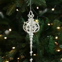 JVBTVB White Glitter Irregular Shaped Christmas Tree Ornament, Elegant Hanging Decoration with Sparkle, Butterfly Bow Cross Designs