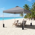 thumbnail image 4 of Gymax 10x10 FT Pop Up Canopy Tent 1-Person 1-Button Push Instant Setup Heavy Duty Frame Silver-Coated Top Portable Gazebo w/ 4 Sandbags Gray, 4 of 10